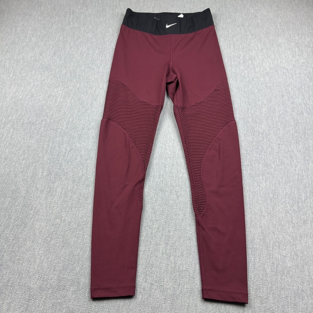 Nike Leggings Women Medium Red Aeroadapt Tight Training Running Gym Yoga Stretch